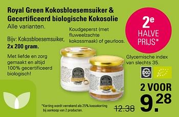 Promoties Kokosbloesemsuiker - Royal Green - Geldig van 03/04/2024 tot 20/04/2024 bij De Online Drogist