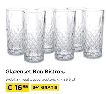Promotions Glazenset bon bistro spirit - bonbistro - Valide de 01/04/2024 à 30/04/2024 chez Molecule
