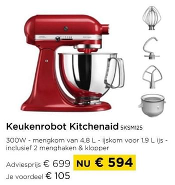 Promoties Keukenrobot kitchenaid 5ksm125 - Kitchenaid - Geldig van 01/04/2024 tot 30/04/2024 bij Molecule