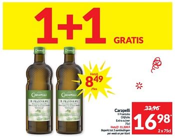 Promoties Il frantolio olijfolie extra zuiver - Carapelli - Geldig van 09/04/2024 tot 14/04/2024 bij Intermarche