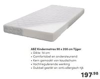 Promoties Abz kindermatras tijger - ABZ - Geldig van 06/04/2024 tot 20/04/2024 bij Baby & Tiener Megastore