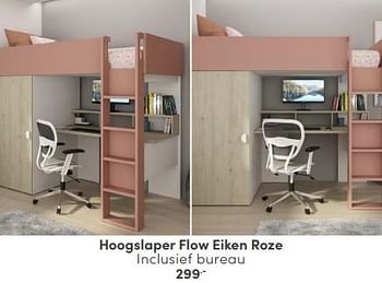 Promotions Hoogslaper flow eiken roze - Produit Maison - Baby & Tiener Megastore - Valide de 06/04/2024 à 20/04/2024 chez Baby & Tiener Megastore