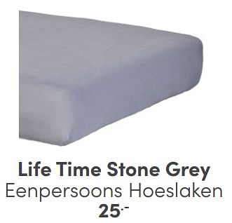 Promoties Life time stone grey eenpersoons hoeslaken - Lifetime - Geldig van 06/04/2024 tot 20/04/2024 bij Baby & Tiener Megastore