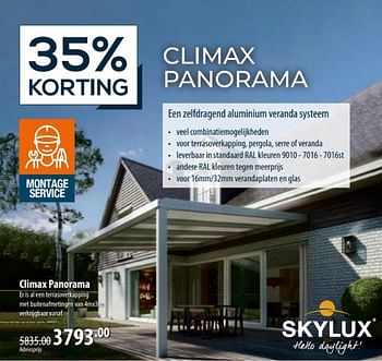 Promotions Climax panorama - Skylux - Valide de 28/03/2024 à 24/04/2024 chez Cevo Market