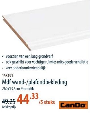 Promotions Mdf wand plafondbekleding - CanDo - Valide de 28/03/2024 à 24/04/2024 chez Cevo Market