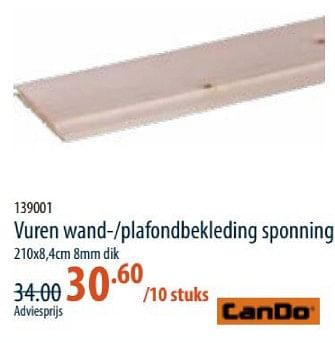 Promotions Vren wand plafondbekleding sponning - CanDo - Valide de 28/03/2024 à 24/04/2024 chez Cevo Market
