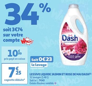 Promoties Lessive liquide jasmin et rose de mai dash - Dash - Geldig van 09/04/2024 tot 15/04/2024 bij Auchan