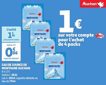 Promoties Eau de source de montagne auchan - Huismerk - Auchan - Geldig van 09/04/2024 tot 15/04/2024 bij Auchan