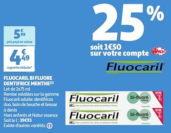 Promoties Fluocaril bi fluore dentifrice menthe - Fluocaril - Geldig van 09/04/2024 tot 15/04/2024 bij Auchan