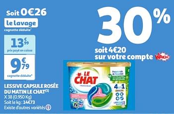 Promoties Lessive capsule rosée du matin le chat - Le Chat - Geldig van 09/04/2024 tot 15/04/2024 bij Auchan