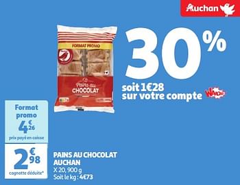 Promoties Pains au chocolat auchan - Huismerk - Auchan - Geldig van 09/04/2024 tot 15/04/2024 bij Auchan