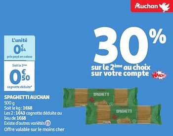 Promoties Spaghetti auchan - Huismerk - Auchan - Geldig van 09/04/2024 tot 15/04/2024 bij Auchan