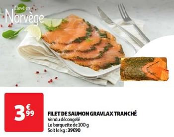 Promoties Filet de saumon gravlax tranché - Huismerk - Auchan - Geldig van 09/04/2024 tot 15/04/2024 bij Auchan