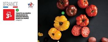 Promoties Tomates allongées coeur rouge ou côtelées rouges, noires ou jaunes - Huismerk - Auchan - Geldig van 09/04/2024 tot 14/04/2024 bij Auchan