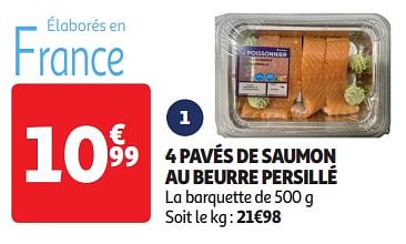 4 pavés de saumon au beurre persillé - Huismerk - Auchan - Auchan ...