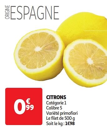 Promoties Citrons - Huismerk - Auchan - Geldig van 09/04/2024 tot 14/04/2024 bij Auchan