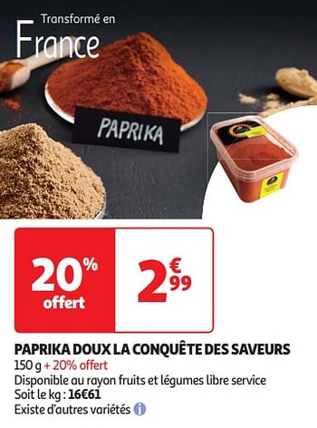 Promoties Paprika doux la conquête des saveurs - Huismerk - Auchan - Geldig van 09/04/2024 tot 14/04/2024 bij Auchan