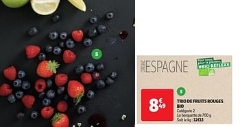Promoties Trio de fruits rouges bio - Huismerk - Auchan - Geldig van 09/04/2024 tot 14/04/2024 bij Auchan