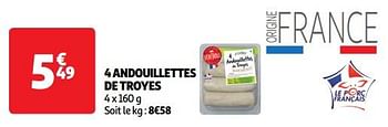 Promoties 4 andouillettes de troyes - Huismerk - Auchan - Geldig van 09/04/2024 tot 14/04/2024 bij Auchan