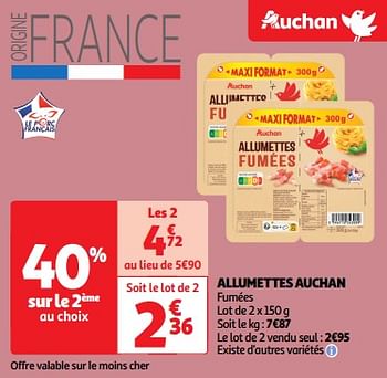 Promoties Allumettes auchan - Huismerk - Auchan - Geldig van 09/04/2024 tot 14/04/2024 bij Auchan