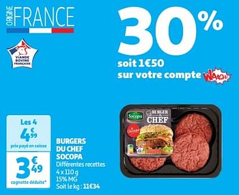 Promoties Burgers du chef socopa - Socopa - Geldig van 09/04/2024 tot 14/04/2024 bij Auchan