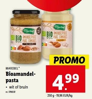 Promoties Bioamandelpasta - Maribel - Geldig van 10/04/2024 tot 16/04/2024 bij Lidl