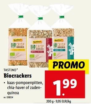 Promotions Biocrackers - Tastino - Valide de 10/04/2024 à 16/04/2024 chez Lidl