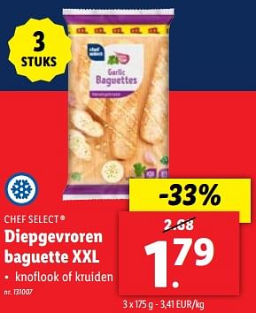 Promoties Diepgevroren baguette xxl - Chef select - Geldig van 10/04/2024 tot 16/04/2024 bij Lidl
