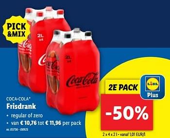 Promotions Frisdrank - Coca Cola - Valide de 10/04/2024 à 16/04/2024 chez Lidl