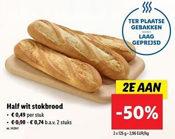 Promotions Half wit stokbrood - Produit maison - Lidl - Valide de 10/04/2024 à 16/04/2024 chez Lidl