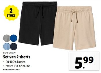 Promoties Set van 2 shorts - Pepperts - Geldig van 10/04/2024 tot 16/04/2024 bij Lidl
