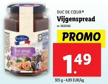 Promotions Vijgenspread - Duc De Coeur - Valide de 10/04/2024 à 16/04/2024 chez Lidl
