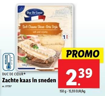 Promoties Zachte kaas in sneden - Duc De Coeur - Geldig van 10/04/2024 tot 16/04/2024 bij Lidl