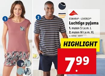 Promoties Luchtige pyjama - Huismerk - Lidl - Geldig van 10/04/2024 tot 16/04/2024 bij Lidl