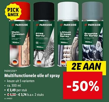 Promoties Multifunctionele olie of spray - Parkside - Geldig van 10/04/2024 tot 16/04/2024 bij Lidl