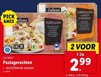 Promoties Pastagerechten - Culinea - Geldig van 10/04/2024 tot 16/04/2024 bij Lidl