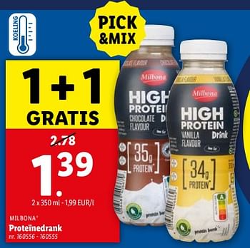 Promoties Proteïnedrank - Milbona - Geldig van 10/04/2024 tot 16/04/2024 bij Lidl