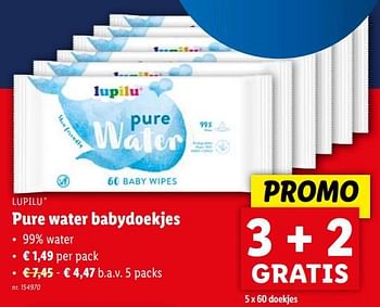 Promotions Pure water babydoekjes - Lupilu - Valide de 10/04/2024 à 16/04/2024 chez Lidl