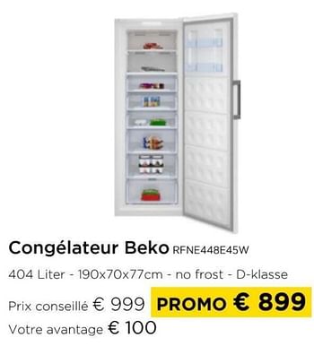 Promotions Congelateur beko rfne448e45w - Beko - Valide de 01/04/2024 à 30/04/2024 chez Molecule
