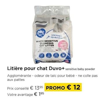Promotions Litiere pour chat duvoo + sensitive baby powder - Duvo - Valide de 01/04/2024 à 30/04/2024 chez Molecule