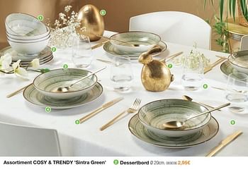 Promoties Sintra green dessertbord - Cosy & Trendy - Geldig van 04/03/2024 tot 21/04/2024 bij Home & Co