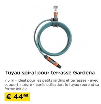 Promoties Tuyau spiral pour terrasse gardena - Gardena - Geldig van 01/04/2024 tot 30/04/2024 bij Molecule
