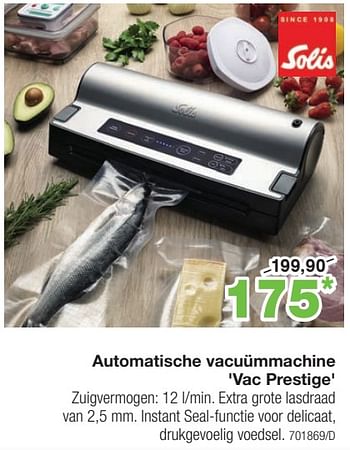 Promoties Automatische vacuümmachine vac prestige - Solis - Geldig van 04/03/2024 tot 21/04/2024 bij Home & Co