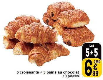 Promotions 5 croissants + 5 pains au chocolat - Produit maison - Cora - Valide de 09/04/2024 à 15/04/2024 chez Cora