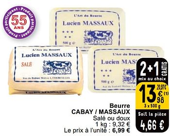 Promotions Beurre cabay - massaux - Produit maison - Cora - Valide de 09/04/2024 à 15/04/2024 chez Cora