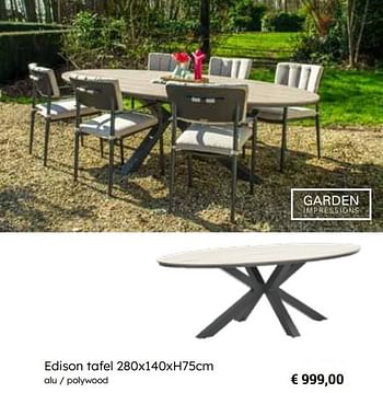 Promoties Edison tafel - Garden Impressions - Geldig van 25/03/2024 tot 12/05/2024 bij Europoint