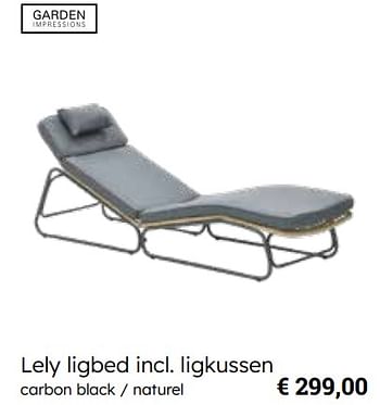 Promotions Lely ligbed incl. ligkussen - Garden Impressions - Valide de 25/03/2024 à 12/05/2024 chez Europoint