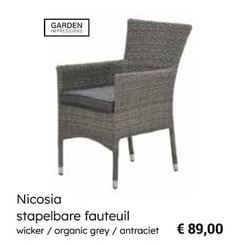 Promoties Nicosia stapelbare fauteuil - Garden Impressions - Geldig van 25/03/2024 tot 12/05/2024 bij Europoint