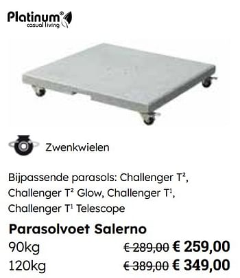 Promotions Parasolvoet salerno - Platinum Casual Living - Valide de 25/03/2024 à 12/05/2024 chez Europoint