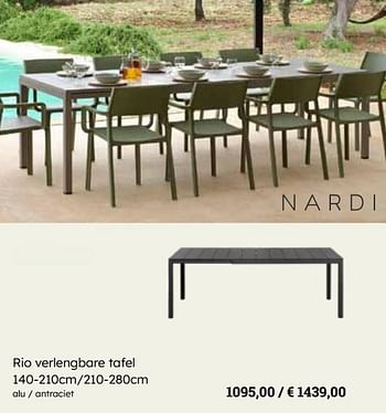 Promotions Rio verlengbare tafel - Nardi - Valide de 25/03/2024 à 12/05/2024 chez Europoint